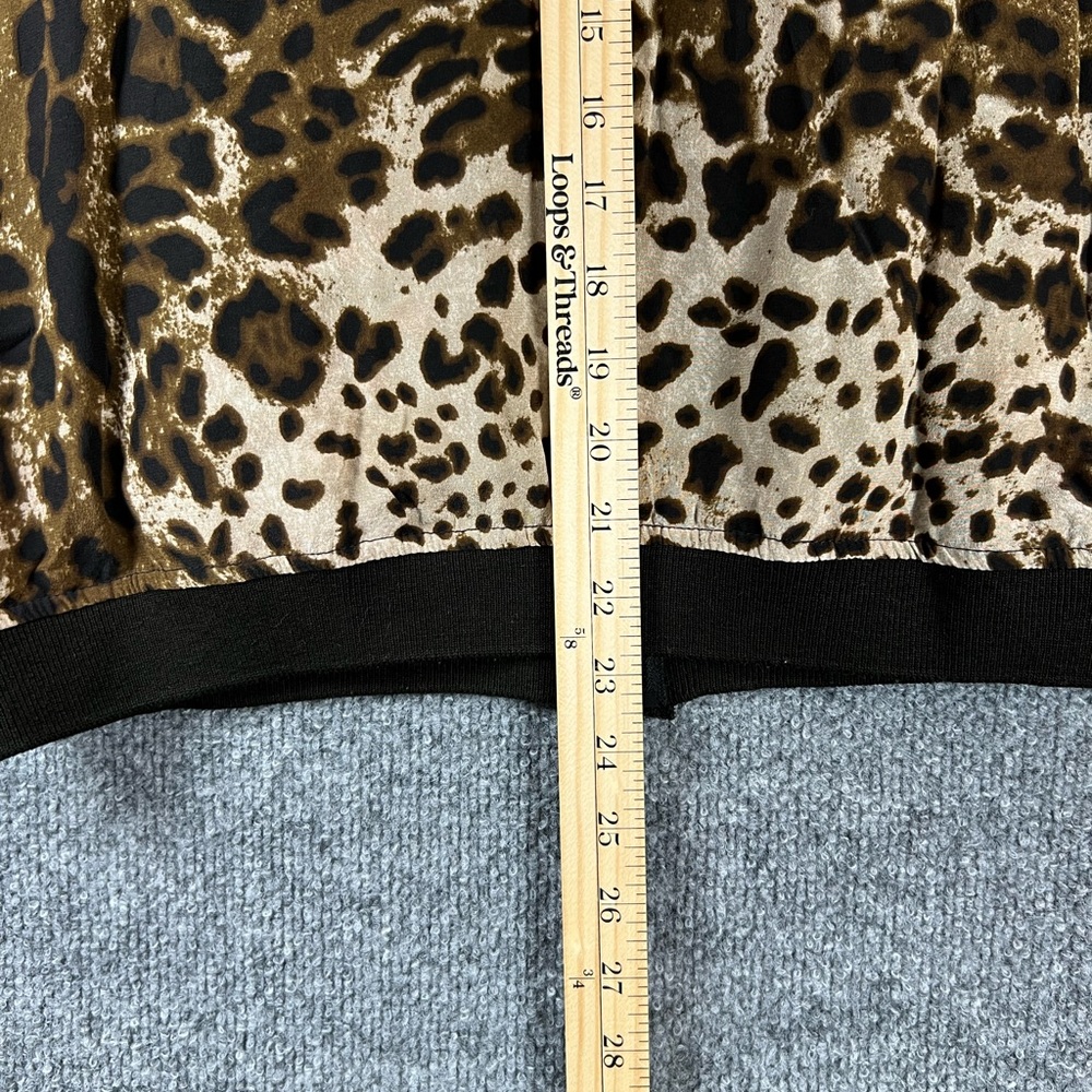 Laila & Savannah Leopard Print 100% Silk Bomber J… - image 7